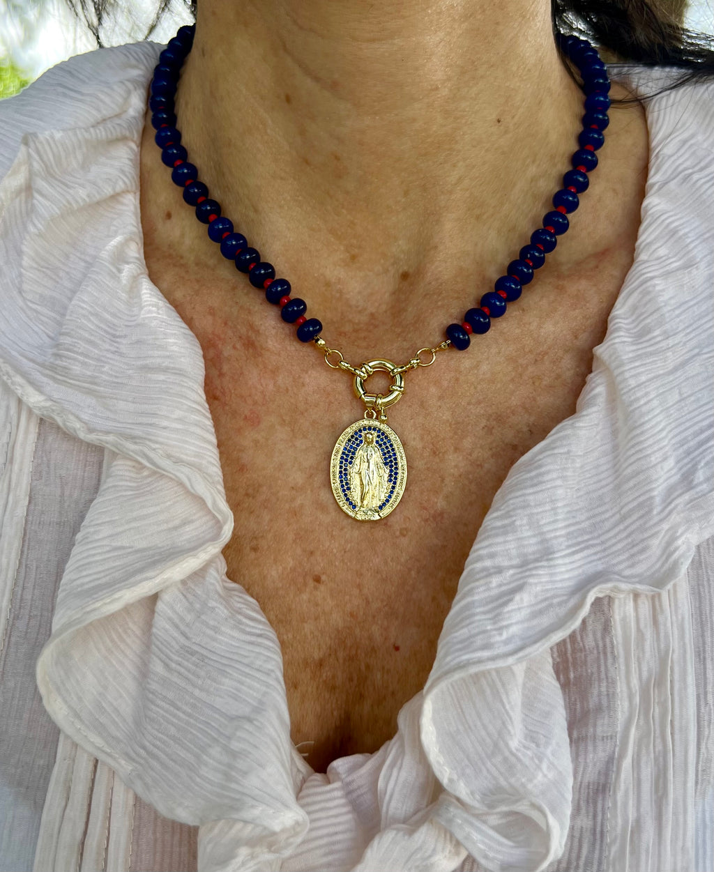 Medalla Milagrosa brillante Azul Marino