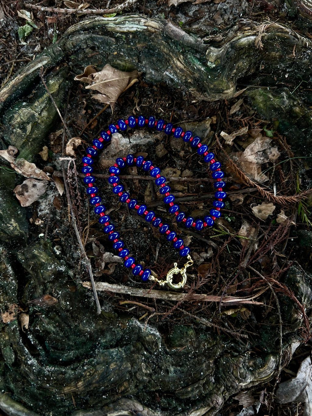 Collar Natural Azul Rojo