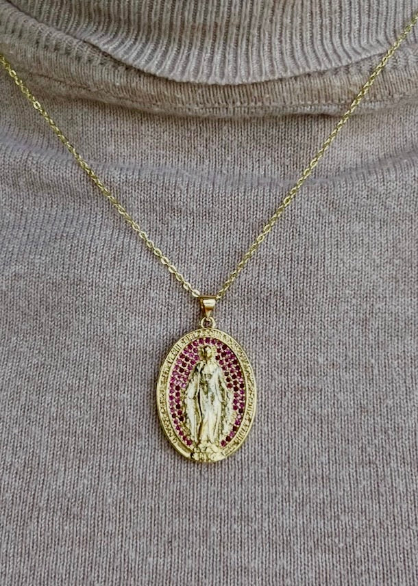 Medalla Milagrosa Brillante Fucsia