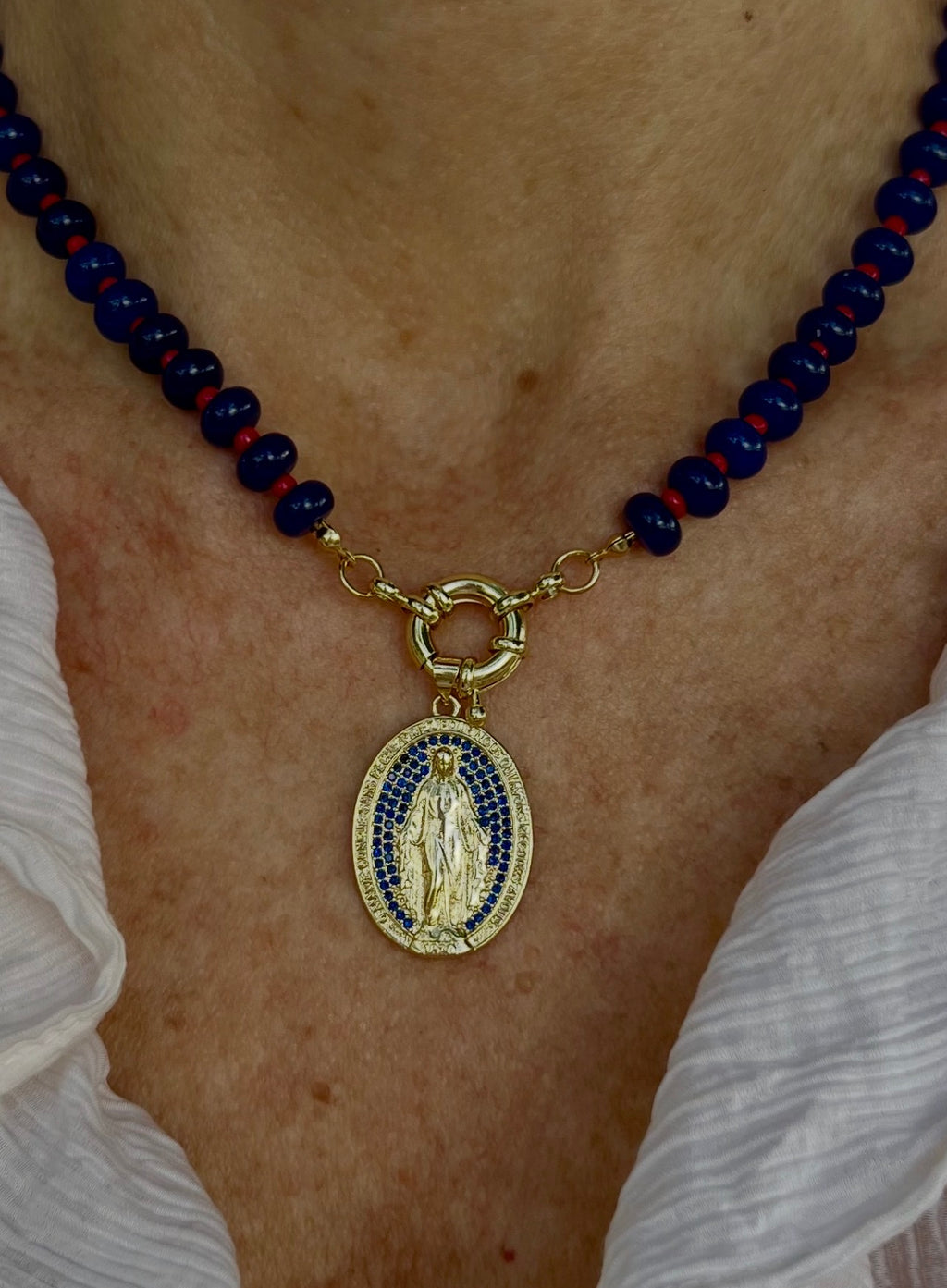 Medalla Milagrosa brillante Azul Marino
